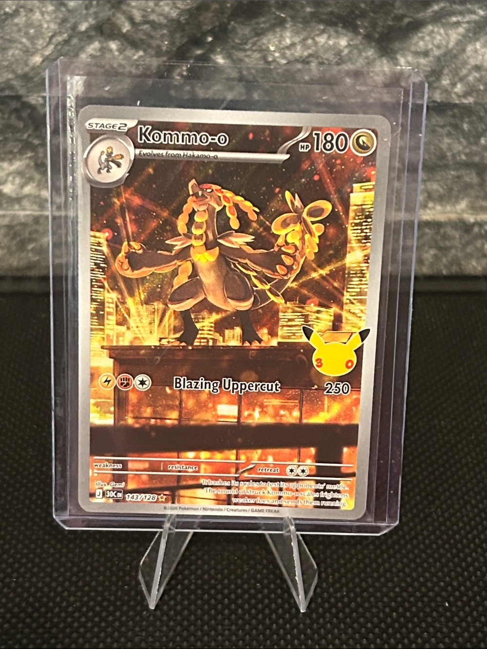 Pokemon Kommo-o 143/128 30th Anniversary Celebration Collection IR Holo STAMPED